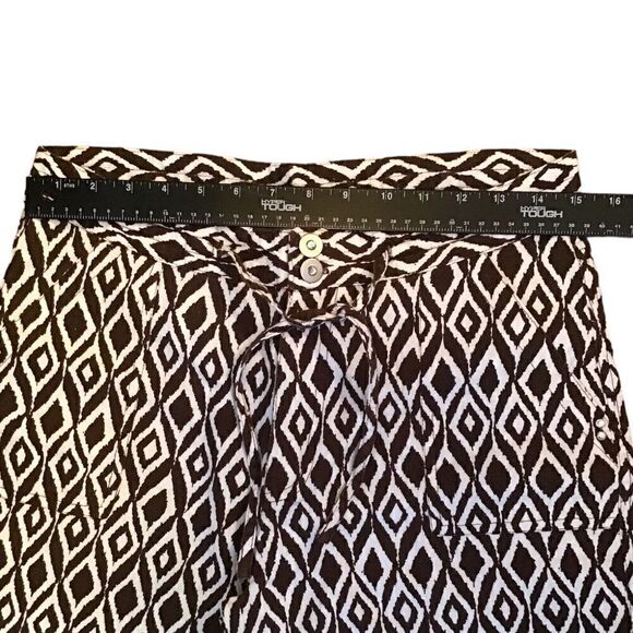 Kate Parks Women’s Linen Capri Pants Brown Cream Designer Buttons Size 10 - Picture 3 of 7